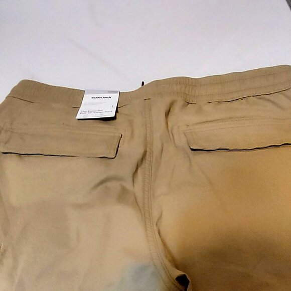 Sonoma Brand New Tan Slim Mens Cargo Pants SZ L 6 Pockets Pull On - Picture 4 of 9